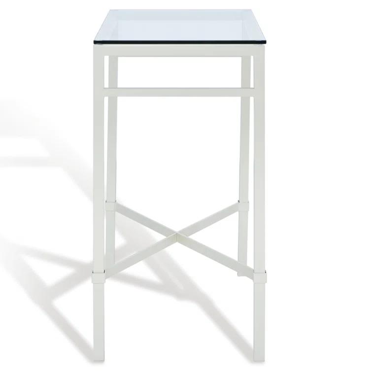 SAFAVIEH Couture Viggo Glam Glass Top Metal Side Table, White