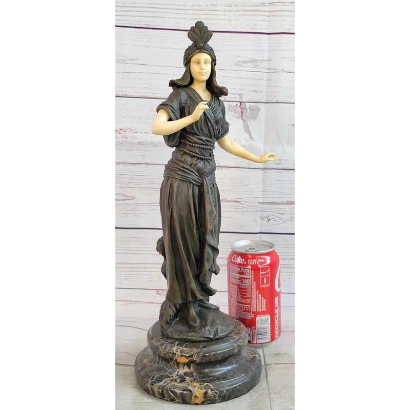 Bloomsbury Market Ayme Art Deco Bronze And Faux Bone Turkish Princess Sculpture Brown Marble Base Decor