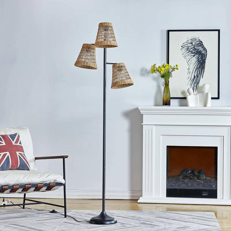 Winston Porter 72.25'' Traditional Rattan Tree Floor Lamp