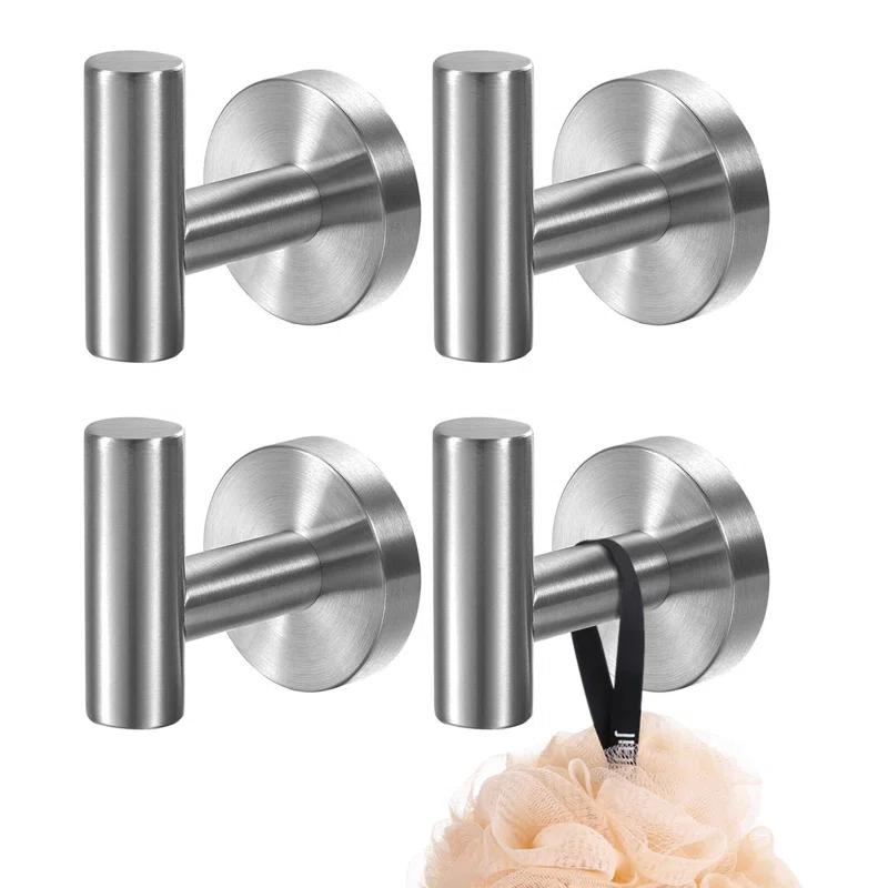 maiguoone A4BK-801 Bathroom Stainless Steel Towel Hooks Wall Mounted 4-Pack