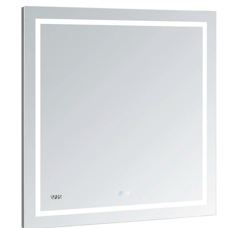 AQUADOM AQUADOM Daytona 40" W x 36" H x 1" D, LED Wall-Mount Mirror for Bathroom with 3 Color Temperature Light, Touch Control, Dimmer and Defogger, Digital Clock