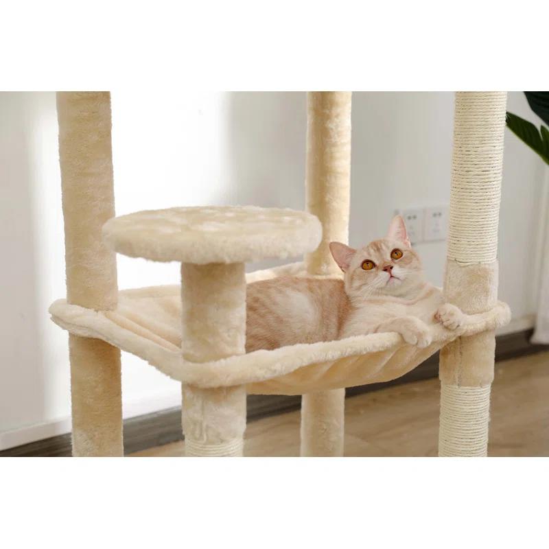 Latitude Run® Indoor Multi-Level Tall Cat Tower With Large Hammock, Scratching Posts, Cozy Condo And Top Perch