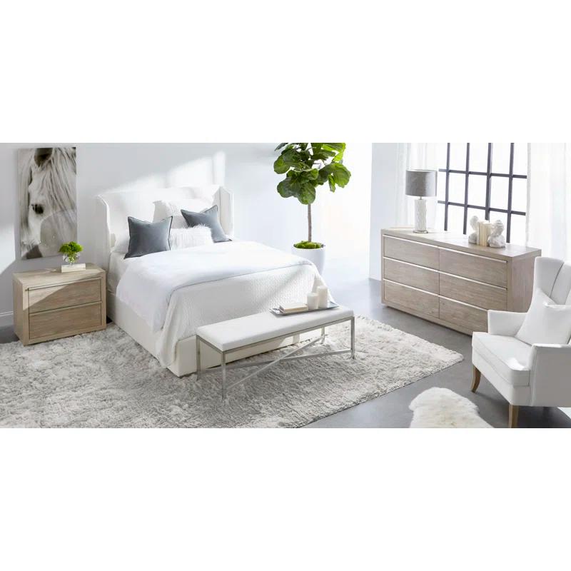Benjara Upholstered Wingback Bed