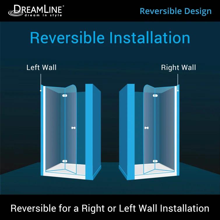 DreamLine Aqua Fold 32" W x 72" H Frameless Square Hinged Shower Enclosure with Base Included DL-6529C-88-01