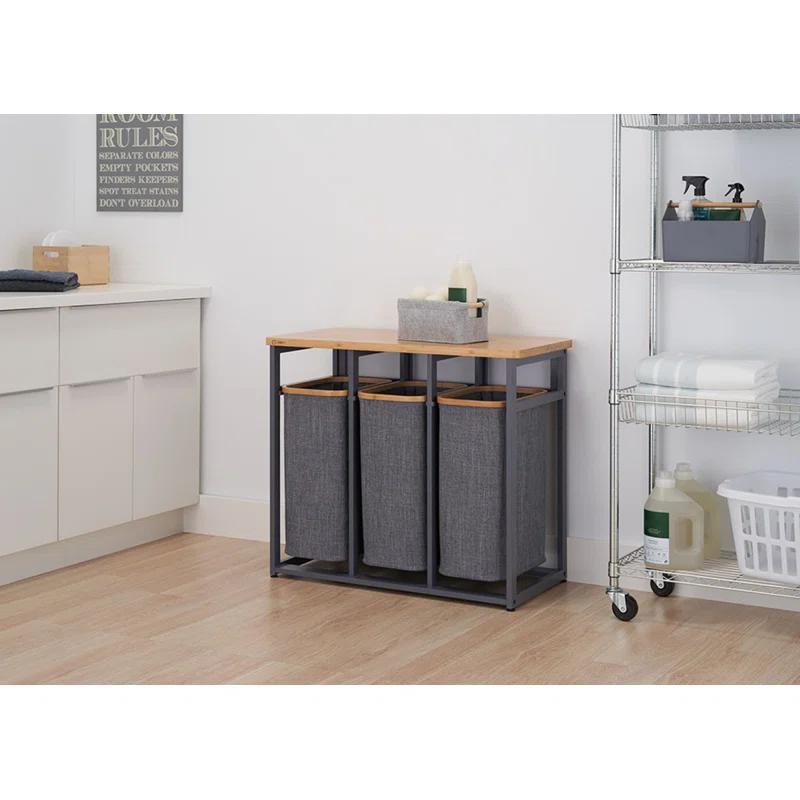 Trinity TRINITY 36 in. H x 30.7 in. H in. x 17.3 in. H Wood (Bamboo) 3-Bag Laundry Sorter