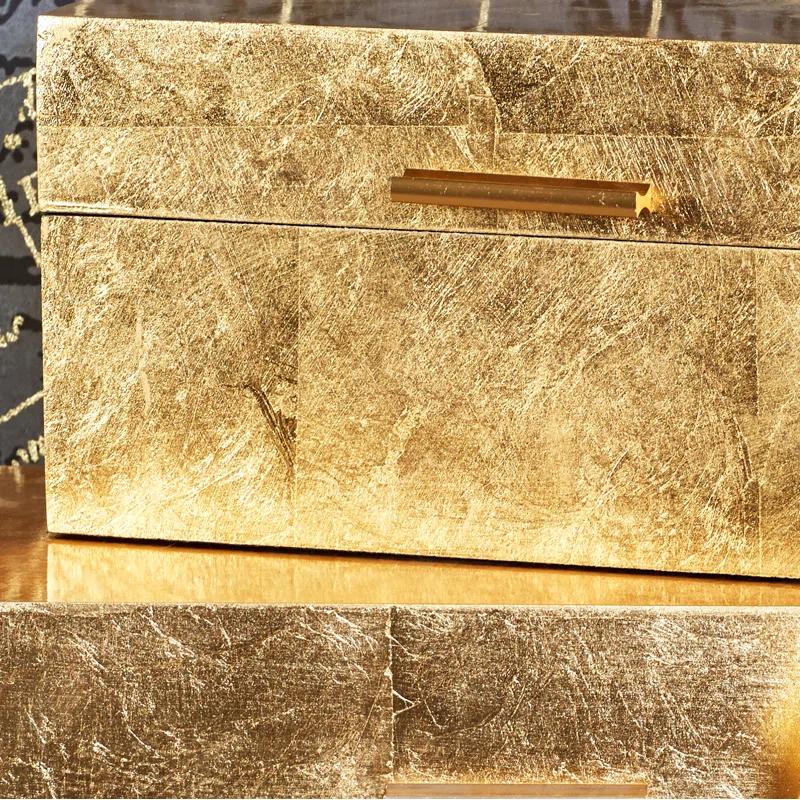 CosmoLiving by Cosmopolitan Wooden Decorative Box with Textured Foiled Exterior Set