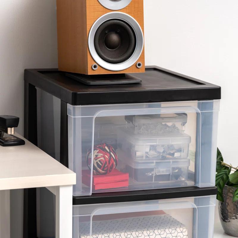 IRIS USA, Inc. 4-Drawer Narrow Plastic Storage Drawer Cart, Black (Set of 2)