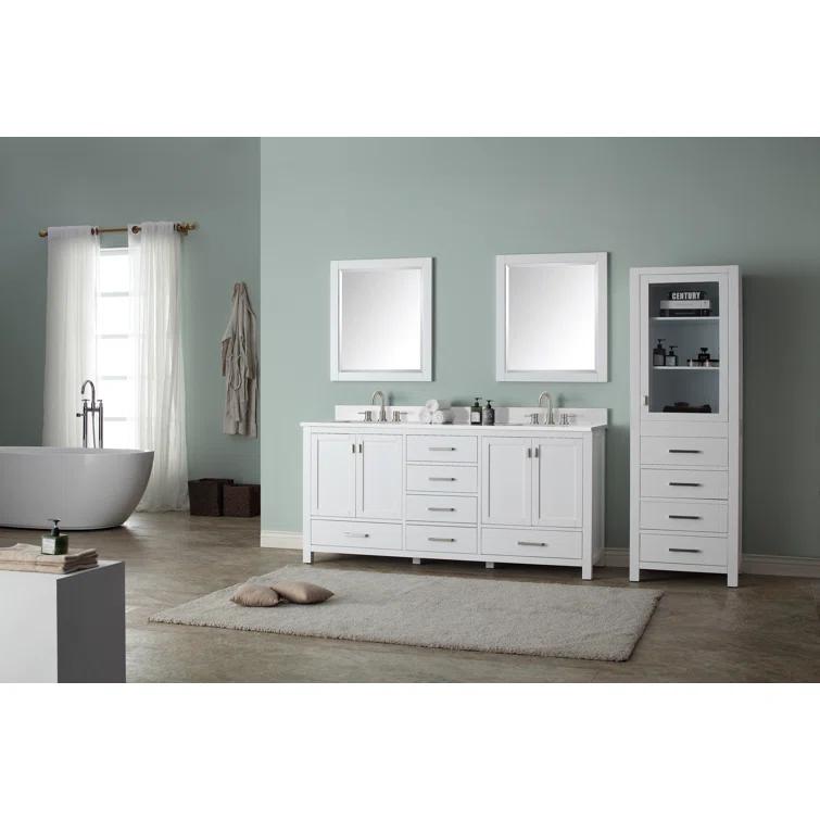 Modero 73" White Engineered Wood Double Vanity with Stone Top