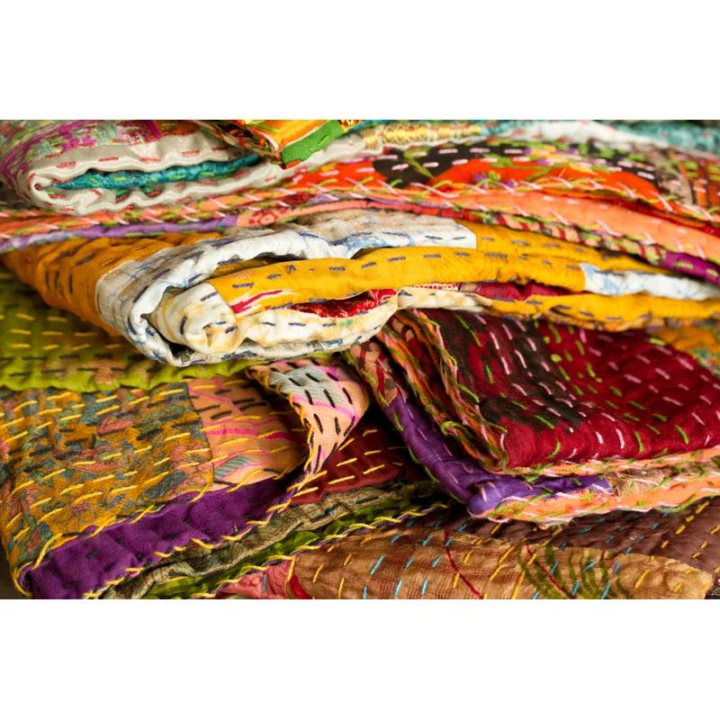 Taj Hotel Kantha Handmade Throw Blanket