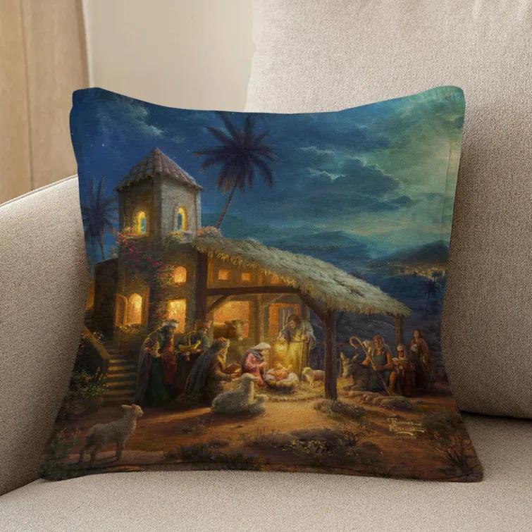 Laural Home Thomas Kinkade The Nativity Indoor Decorative Pillow