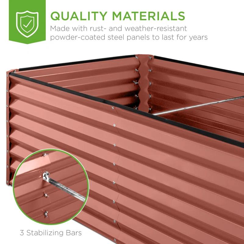Arlmont & Co. Rosonda 8x4x2ft Outdoor Metal Raised Garden Bed, Planter Box for Vegetables, Flowers, Herbs