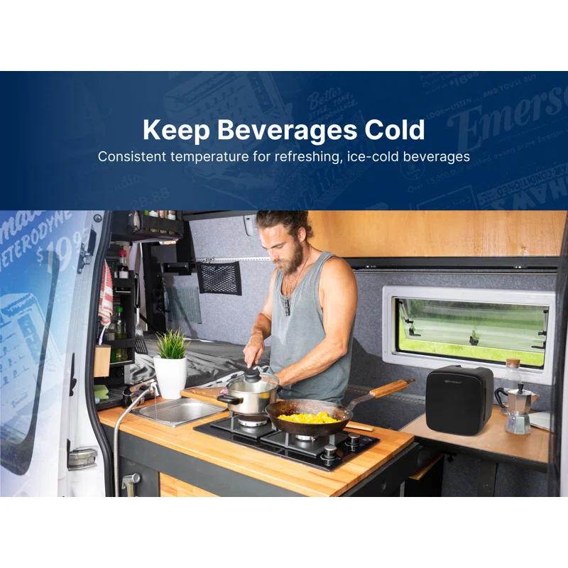 Emerson Emerson EFC-5001 Portable XL Mini Fridge Cooler for 12 Cans, 8L Capacity, AC/DC Power Compatibility, Removable Shelf, Lightweight Design – Ideal for Home, Office, Travel, Dorms, and Outdoor Use