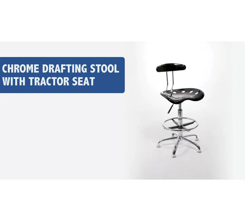 Flash Furniture Monroe Vibrant Chrome Drafting Stool with Tractor Seat