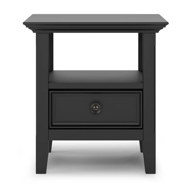 Simpli Home Amherst Solid Wood Transitional End Table with Drawer and Shelf