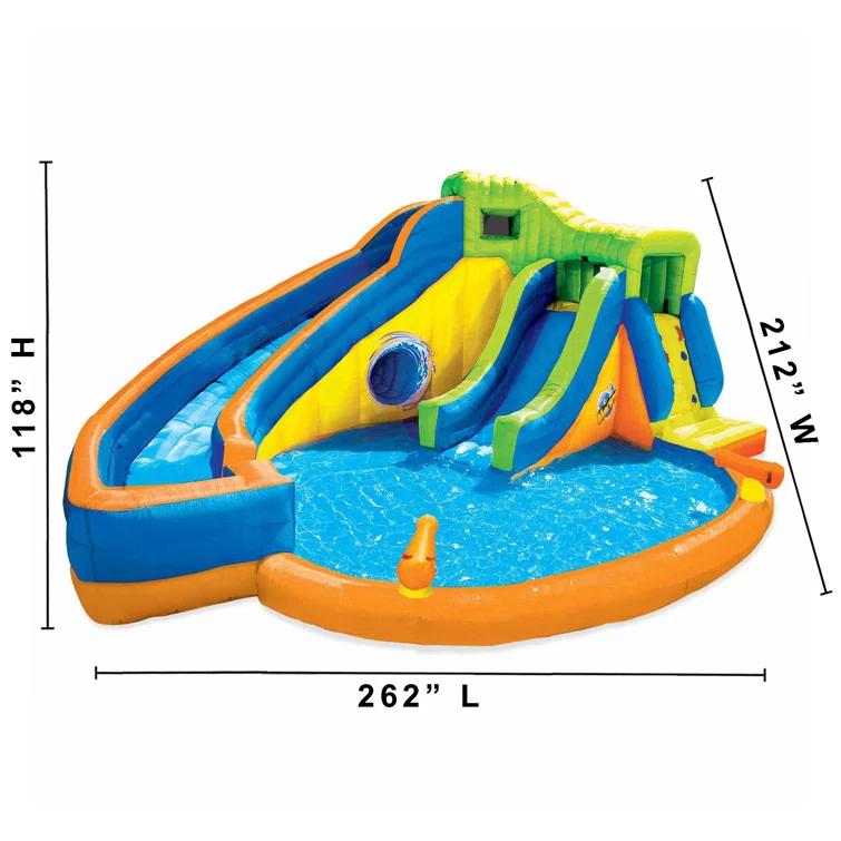 Banzai Banzai Pipeline Twist Kids Inflatable Outdoor Water Pool Aqua Park and Slides