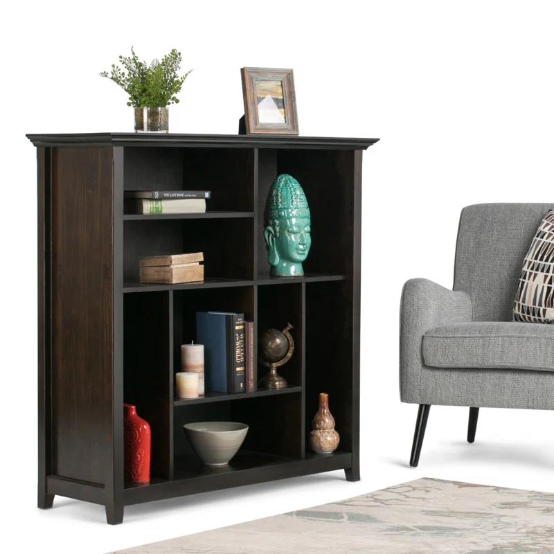 Simpli Home Amherst 44"W Solid Wood Multi Cube Bookcase with 8 Different Sized Storage Cubbies