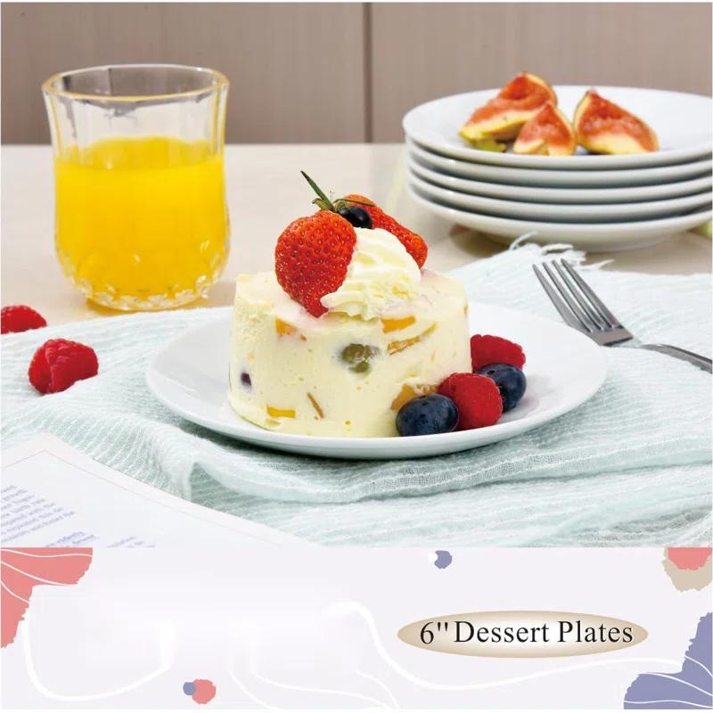 Hokku Designs 6 Inches Small Appetizer Plates Matte Porcelain, Elegant Mini Size Round Serving Plates For Dessert, Salad, Snacks, Set Of 6