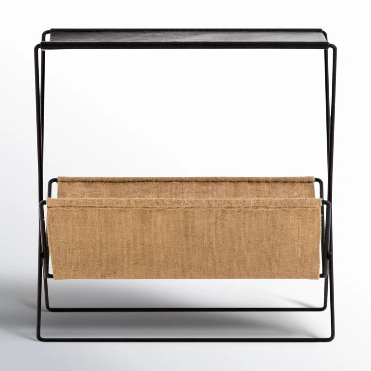 Black Metal and Hemp Fabric Magazine Rack