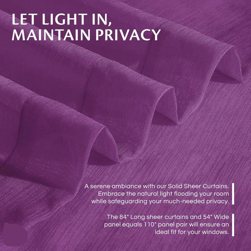 Dainty Home Sheer Window Curtains 2 Panels 54" W X 84" L (108" W) Extra Wide Linen Textured Curtains & Drapes For Living Room, Bedroom, Farmhouse Curtains, Boho Decor, Light Filtering Window Treatments With Grommets