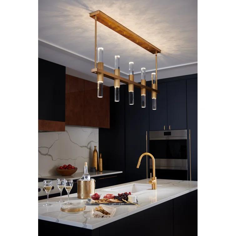 Fredrick Ramond Cecily 10-Light Linear Pendant with Faceted Crystal Rods