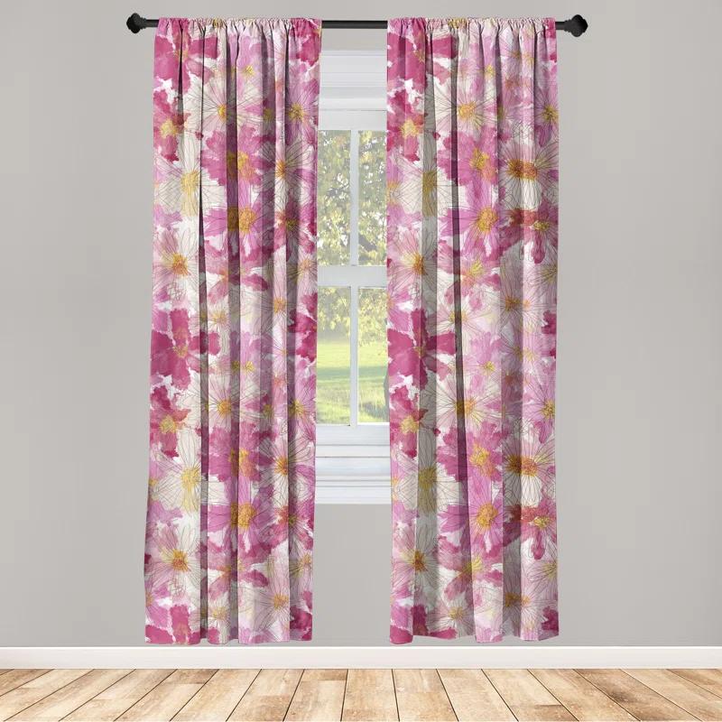 Ambesonne Microfiber Semi Sheer Sliding Panel Pair