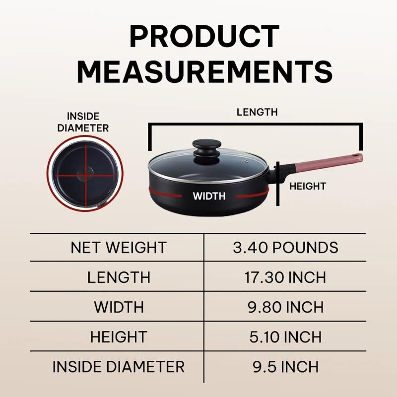 Brabantia Brabantia Tasty+ Ceramic Nonstick Skillet Frying Pan 9.5" Non Toxic Pan Titanium Reinforced Ceramic Coating - Non Toxic Cooking Pan, Add To Your Pots And Pans Set Cookware