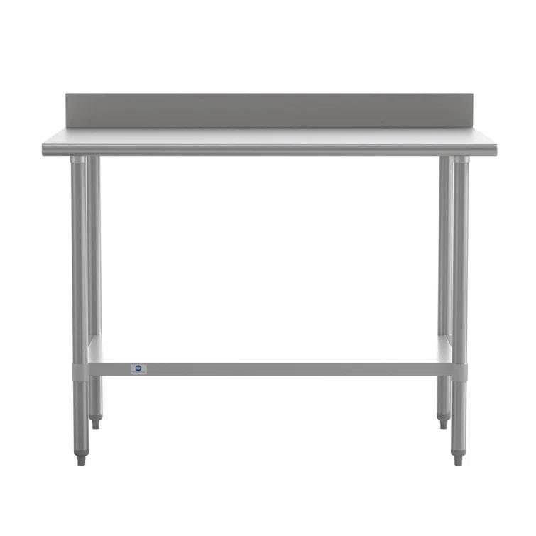 Flash Furniture Commercial Stainless Steel Kitchen Prep and Work Table with Shelf and Backsplash