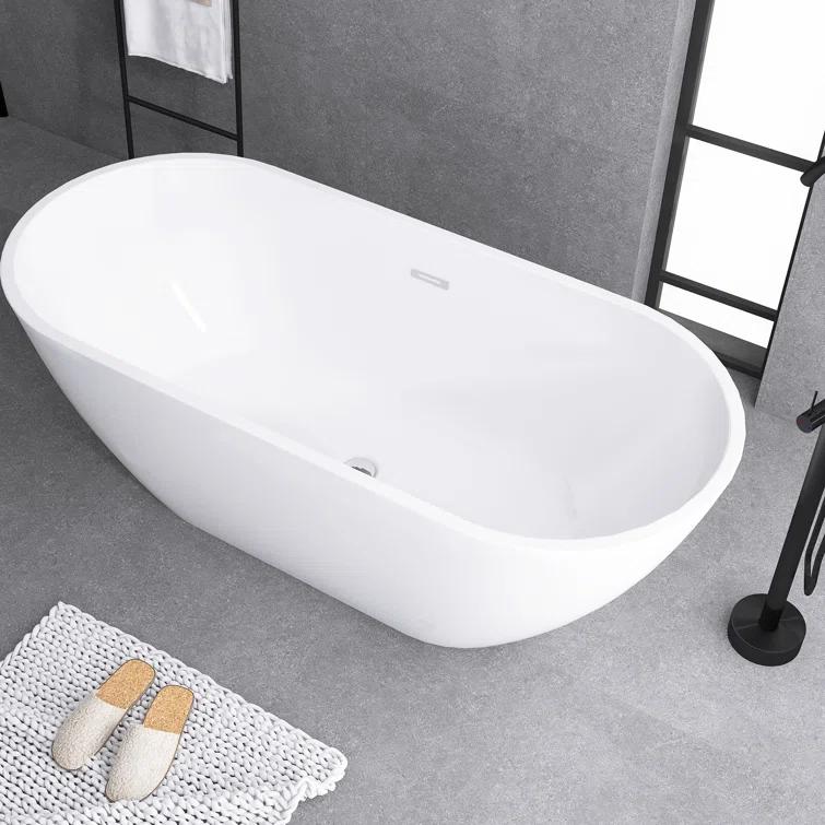 Staykiwi 67'' x 29'' Freestanding Soaking Plastic / Acrylic Bathtub JJCS04BT-67