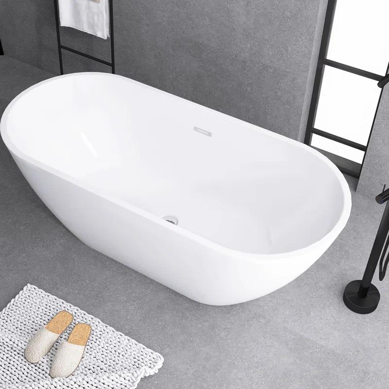 Staykiwi 67'' x 29'' Freestanding Soaking Plastic / Acrylic Bathtub JJCS04BT-67