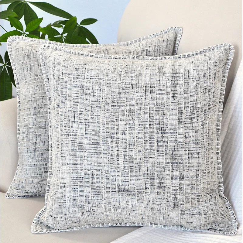 Oveesha Tassel Soft Chenille Throw Pillow Covers With Stitched Edge (Set of 2)