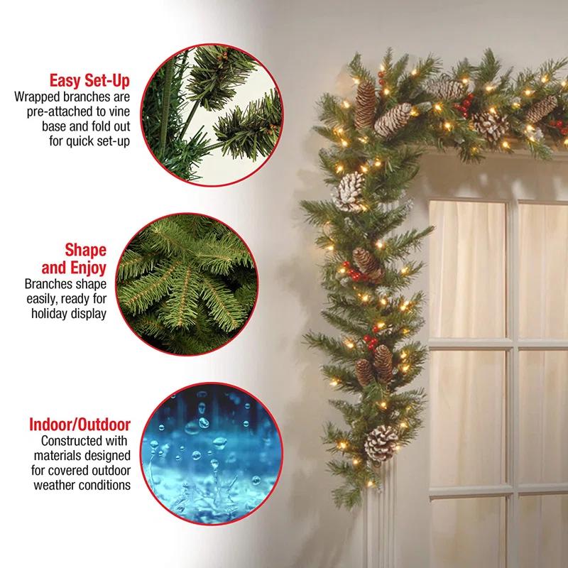 The Holiday Aisle® 9ft. Leavon Garland with Clear Lights