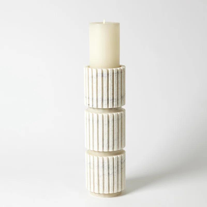 Channel Pillar Holder-White Marble-Lg
