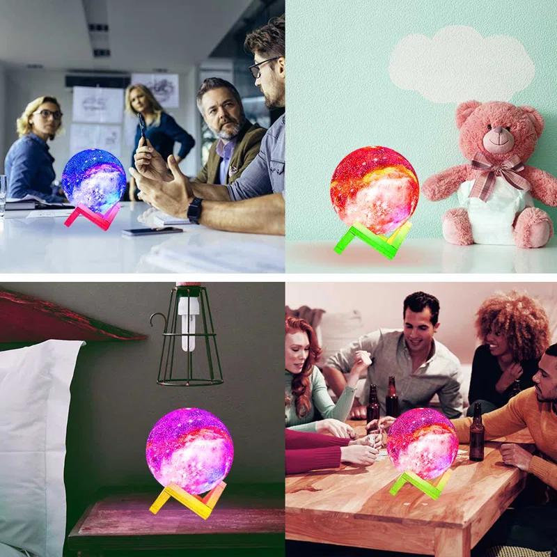 WBM LLC Himalayan Glow 3D galaxy Moon Lamp, 16 Multi-Color LEDs, Unique Idle Gift for Girls, Women