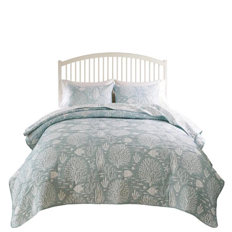 Greenland Home Fashions Coastal Paradise Jacquard Coverlet Set