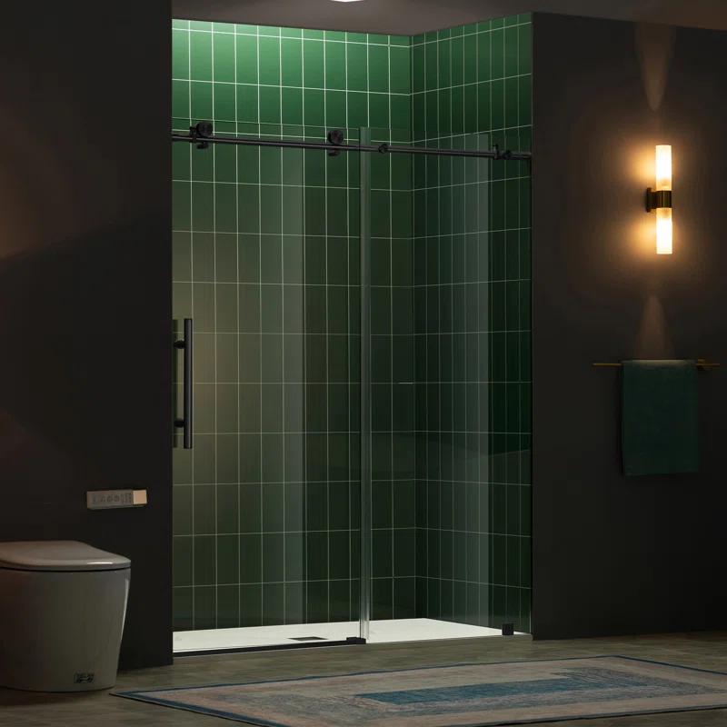 WoodBridge Frameless Single Sliding Shower Door with Soft Close System, 57.5-60" Width x 80"Height with 5/16"(8mm) Clear Tempered Glass & Reviews | Wayfair