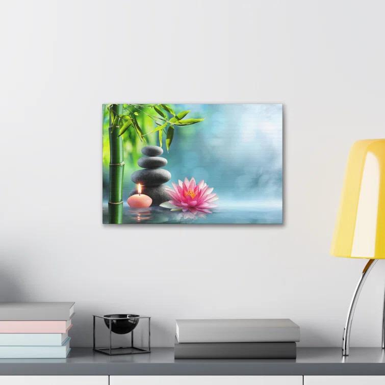 Bay Isle Home™ Massage Stones and Waterlily Forest Floral Nature Photography Canvas Wall Art