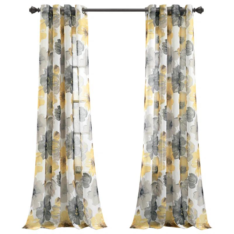 Lush Decor Leah Floral Sheer Grommets Curtain Panels (Set of 2)