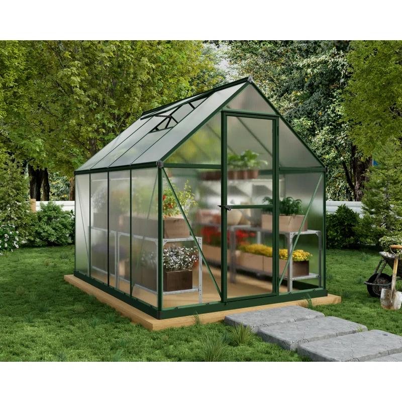 Canopia Palram - Canopia Mythos 6' W X 8' D Greenhouse Walk-In Hobby Twin Wall Polycarbonate Aluminum Frame Greenhouse Kit With Roof Vent - Green