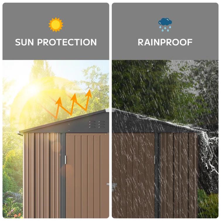Devoko 8 ft. W x 6 ft. D Metal Storage Shed
