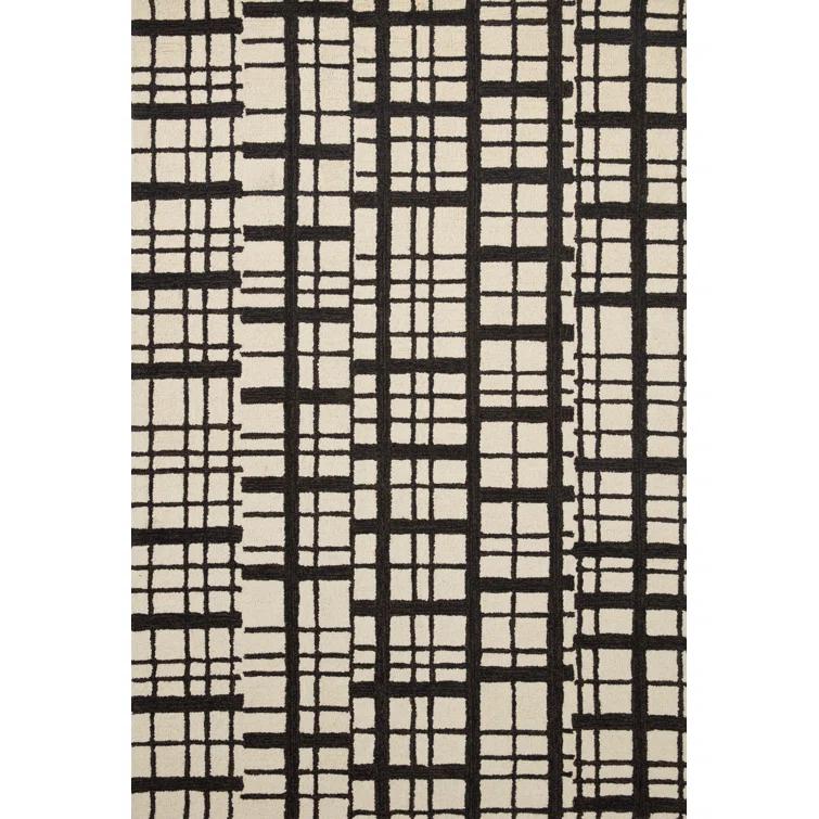 Chris Loves Julia x Loloi Chris Loves Julia x Loloi Polly Checkered Hand Tufted Jute/Sisal/Wool Black/Ivory Area Rug