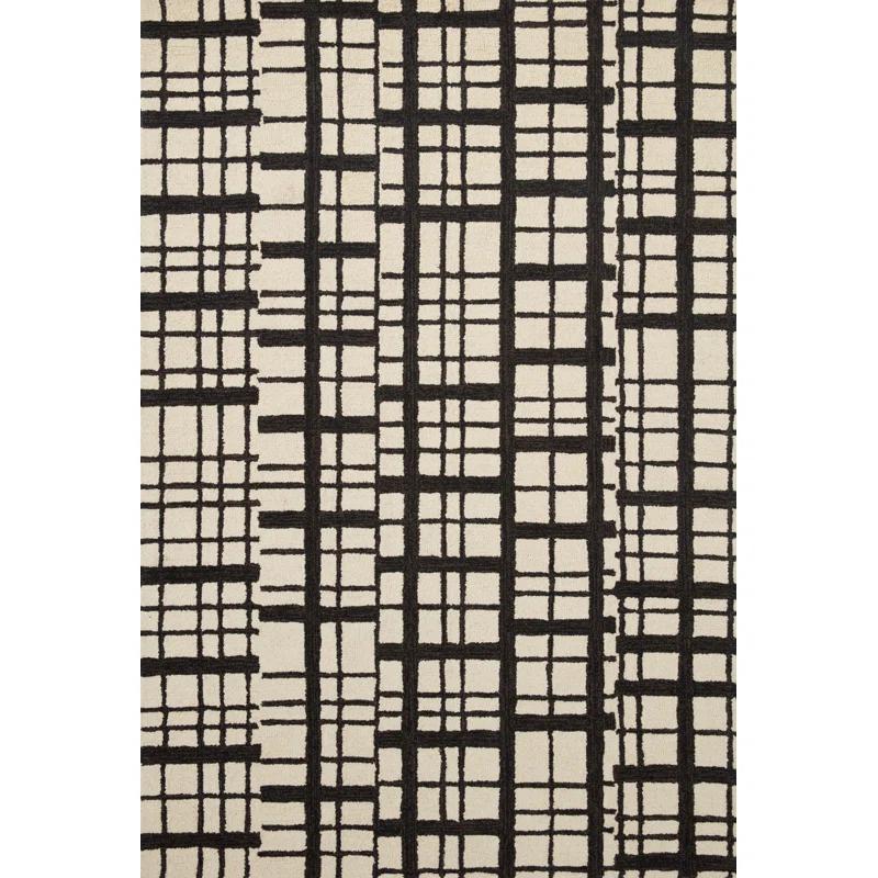 Chris Loves Julia x Loloi Chris Loves Julia x Loloi Polly Checkered Hand Tufted Jute/Sisal/Wool Black/Ivory Area Rug