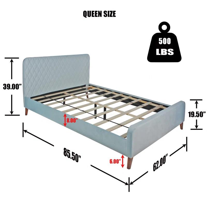 Roza Velvet Upholstered Queen Bed