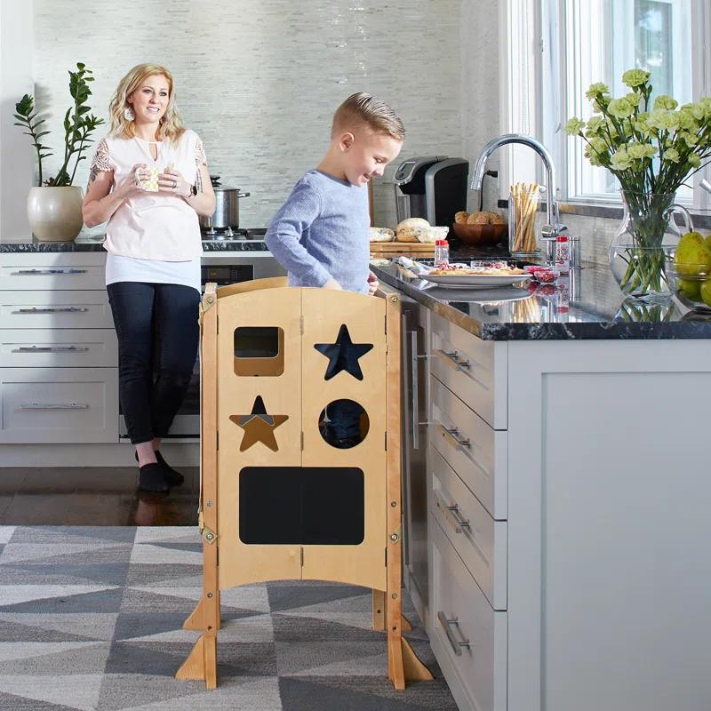 Guidecraft Classic Kitchen Helper Foldable Step Stool
