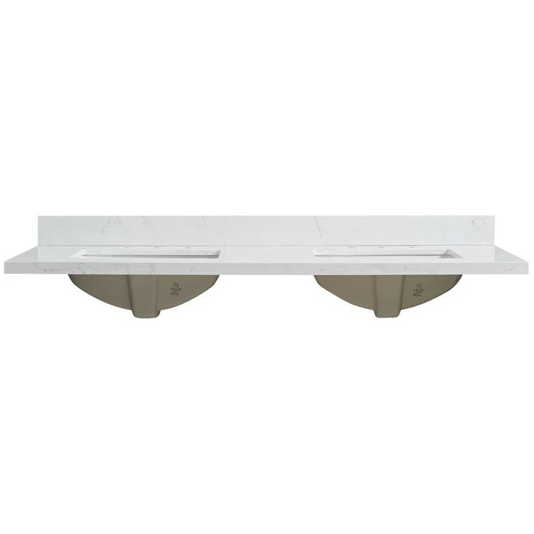 Vinnova Jaen 61'' Engineered Stone Double Vanity Top with Sink and 3 Faucet Holes | Wayfair