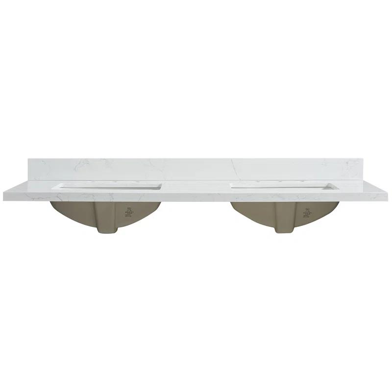 Vinnova Jaen 61'' Engineered Stone Double Vanity Top with Sink and 3 Faucet Holes | Wayfair