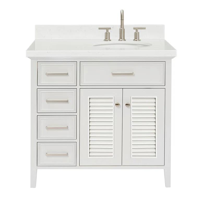 Ariel D036srcqovo Kensington 36" Free Standing Single Basin Vanity Set - White / Carrara