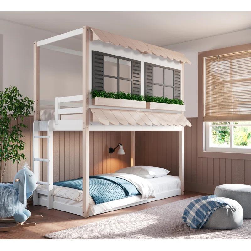 Child Craft Play House Twin Over Twin Standard Bunk Bed