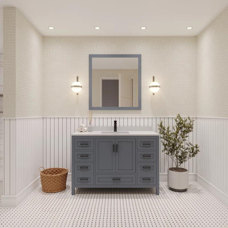 Rooh 48'' Single Bathroom Vanity with White Quartz Top
