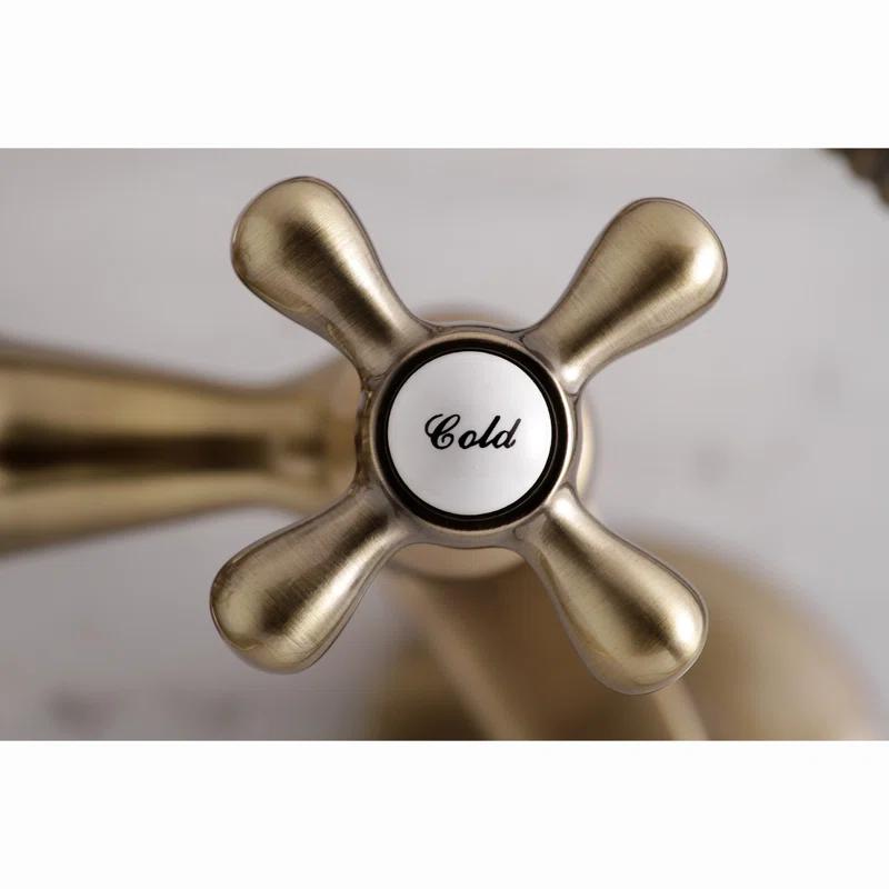 Kingston Brass KS266AB Kingston Brass Kingston Two-Handle 2-Hole Wall Mount Clawfoot Tub Faucet with Hand Shower