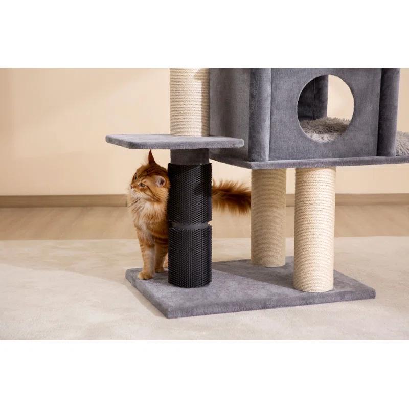 57" Cat Tree with Condo and Rubber Groomer